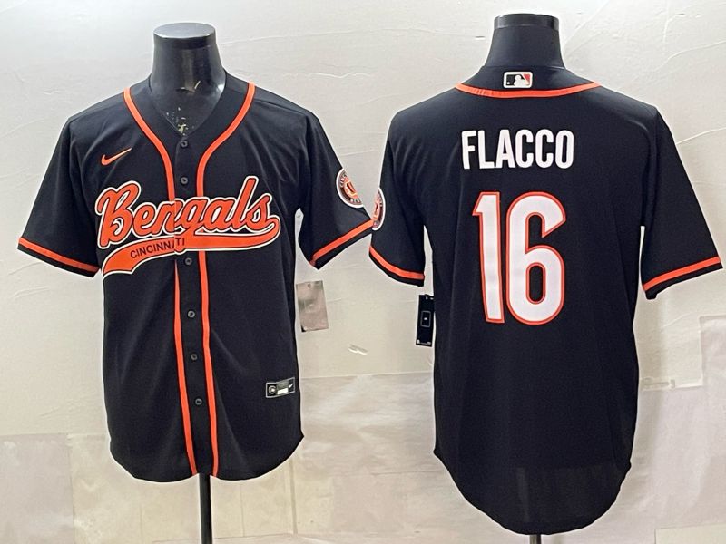Men Cincinnati Bengals #16 Flacco black Joint Name 2025 Nike Limited NFL Jersey style 1